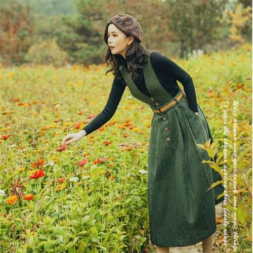 2Piece Set Women Fall Winter Sweater Jumpsuit Dress Suspender Strap Two Piece Suit Fashion Elegant French Style Teens Student