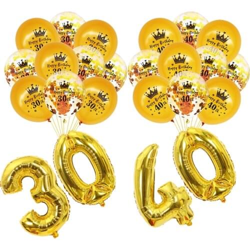 Gold Happy Birthday Balloon Confetti Air Ballons 30th Birthday Party Balloon Decor 30 40 50 60 Years Adult Birthday Party Suppli
