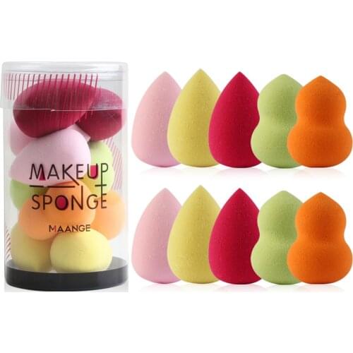 10pcs Makeup Sponge Waterdrop Super Soft Cosmetics Puff Blender For Powder Liquid Cream Foundation Tool Wet and Dry Use