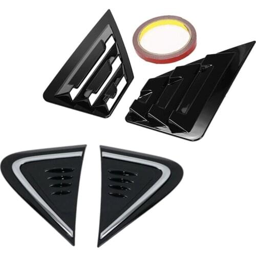2Pcs Car Side Wing Air Flow Fender Grill Intake Vent Trim with Bright Black Rear Window Louver Shutter Cover Trim