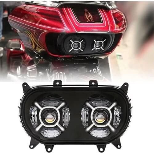 2021 New 124W Dual LED Motorcycle Headlight for Harley Road Glide 2015 2016 2017 2018 2019 2020 Motorcycle Headlamp Replacement
