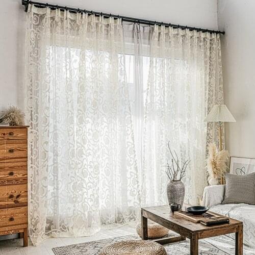 2021 European Style Jacquard Design Sheer Panel Tulle Curtain For Living Room Balcony Organza Fabrics Window Treatments
