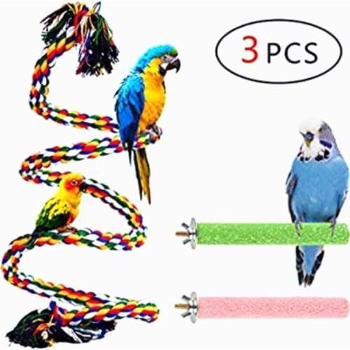 3 Pcs Parrot Bite Toys Parrot Cotton Rope Spinning Ladder Bird Climbing Cotton Rope Standing Stick Climbing Ladder Hot Bird Toys