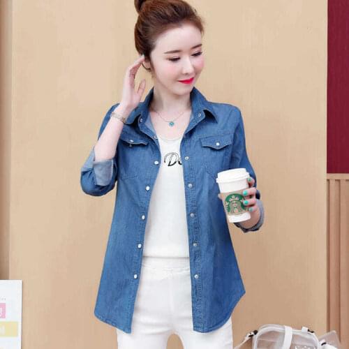 Blouse Women Shirt Denim Womens Spring Autumn Thin Loose Top Summer Sun Protection Coat Long Sleeve Shirt Blusas Ropa De Mujer