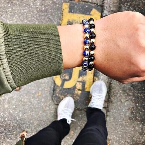 8mm Stone beads copper beaded bracelet bracelets for women pulseras jewellery men armband accessories bracciale uomo bileklik