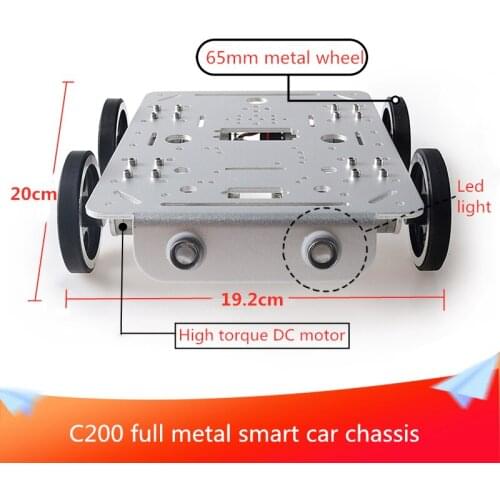 C200 Full Metal Smart Robot Car Chassis Supports Mobile APP Remote Control Tracking Obstacle Avoidance DIY Maker Competition