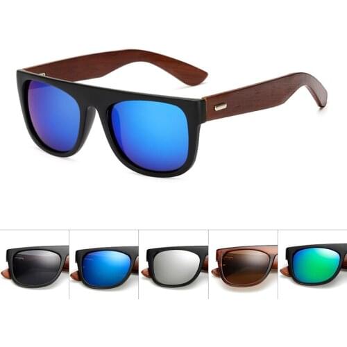 2017 Handmade Wood Sunglasses Men Women Square Sunglasses for Men Women Wooden Flat Top Sun Glasses Retro De Sol Masculino