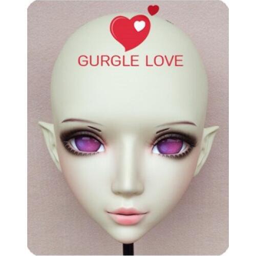 DM056) Girl Sweet Resin Japanese Anime Kigurumi Mask Cosplay Lolita Crossdressing Lifelike BJD Masks