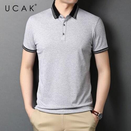 UCAK Brand Classic Solid Color Turn-down Collar Short Sleeve T-Shirts Summer New Streetwear Casual Cotton T Shirt Homme U5559