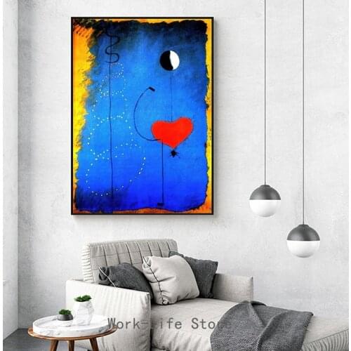 Dancers Heart Love Art Canvas Print Painting Joan Miro Abstract Famous Wall Picture Living Room Home Decoration Poster No Frame