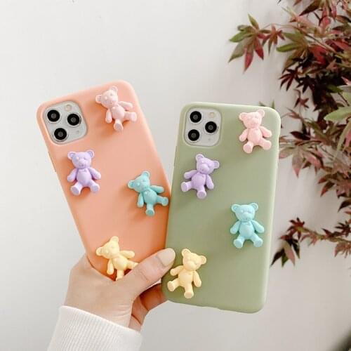Ins Korea popular 3D Bear pink Soft silicon phone case for Samsung Galaxy S8 S9 S10 S20 Plus A50 A70 S A51 M10 gift back cover