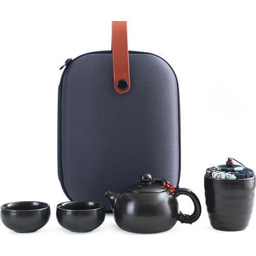 Ceramic teapot kettle gaiwan tea cup for puer chinese tea pot portable tea set drinkware with travel bag