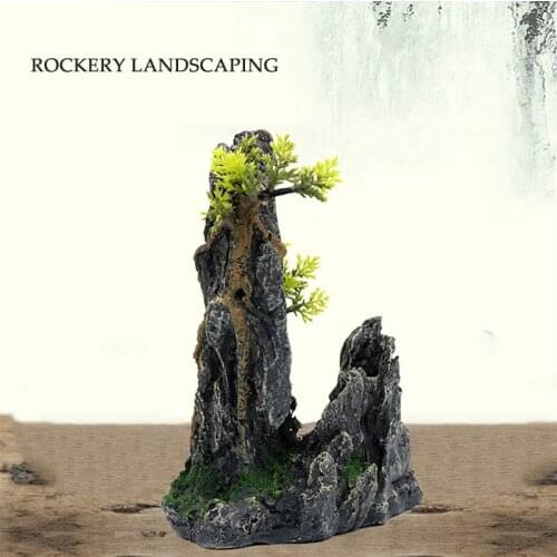 Chinese fengshui landscaping rockery decorative stone fish tank simulation resin landscape micro-landscape ornaments