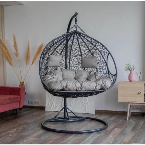 120х120х195 cm Garden Hanging Egg Chair with Metal Frame Cushions and Pillows Swing Lounger Hammock Chair Outdoor Furniture Gray