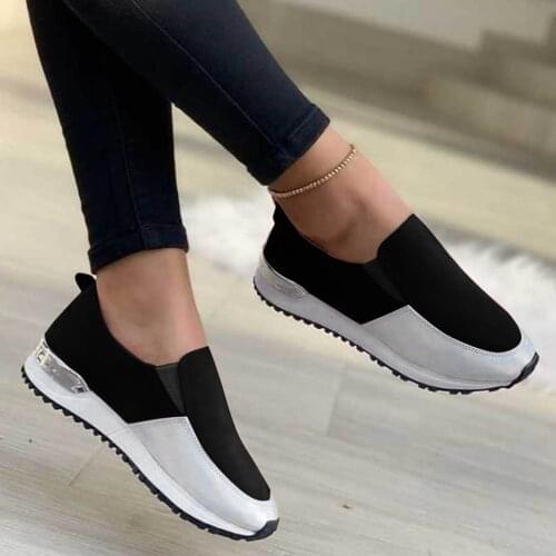 Womens Lightweight Shoes Non-slip Single Shoes Round Toe Color Blocking Foot Comfortable Sneakers Flats Casual Chaussures