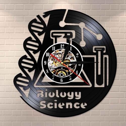 Phd Degree Microscope Chemistry Science Decoration Art Biology Science Vinyl Record Wall Clock for Class Room School University