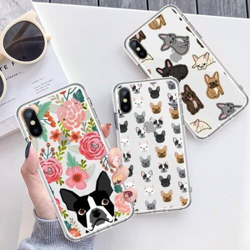 French Bulldog cute cartoon animal Phone Case Transparent for iPhone 6 7 8 11 12 s mini pro X XS XR MAX Plus