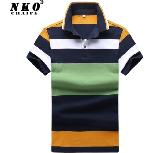 CHAIFENKO Mens 2021 Summer New Striped Polo Shirt Fashion Casual Cotton Short Sleeve Polo Shirt Men High Quality Brand Polo Men
