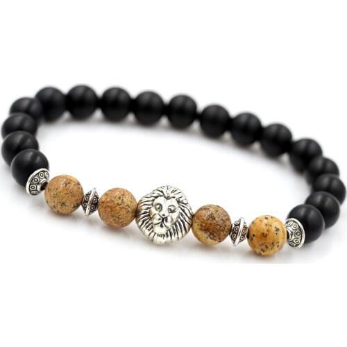 Men Beads Bracelets Natural Stone Lion Leopard Bracelet For Couples Charm Yoga Chakra Bracelets For Women Jewelry bileklik