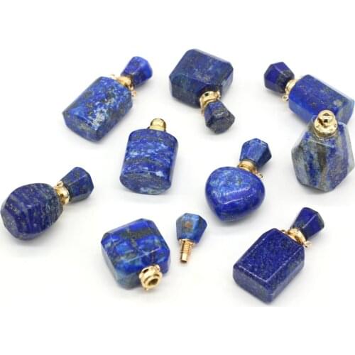 2021 New Style Natural Stone Perfume Bottle Pendant Irregular Lapis lazuli For Jewelry Making DIY Necklace Accessory