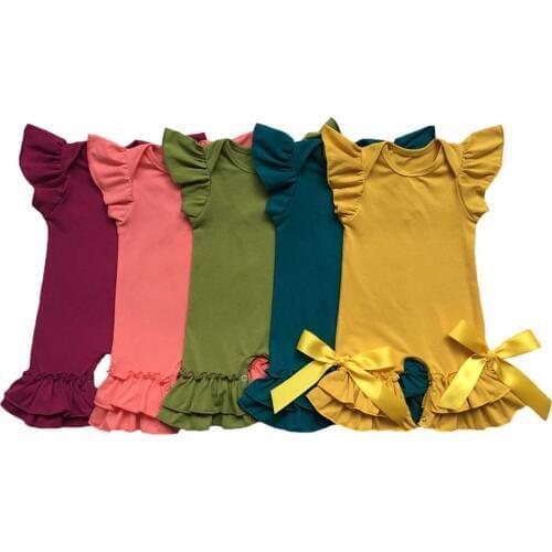 New Multicolor Cotton Silk Fashion Baby Girls Capri Leg Ruffle Solid Romper St. Patricks Valentines Day Easter Egg Clothing