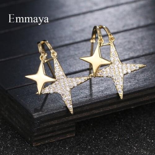 Emmaya Charming Gold Earring For Women&Girls Fashion Jewelry With Zirconia Star Ingenious Design Wedding Party Stunning Gift