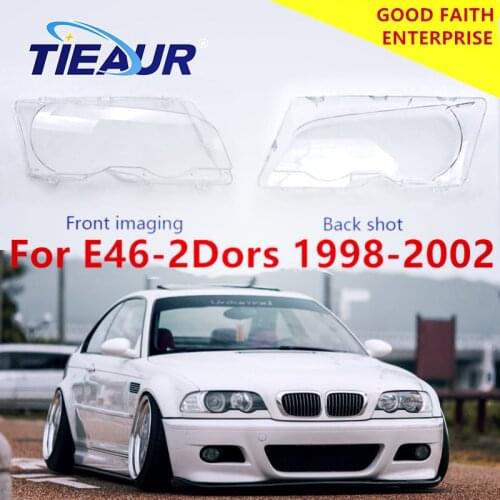 Pair For 2Doors BMW E46 Headlight transparent lens cover 318i Headlight Headlamp Clear Shell 98-02 Headlight Cover Replacement