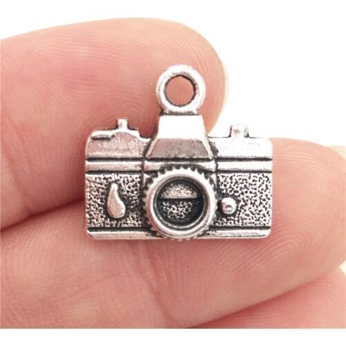 BULK 30 Zinc Alloy Camera Charms Antique Silver Plated Potography Pendant Charms DIY Jewelry Making 15*14mm 1.3g