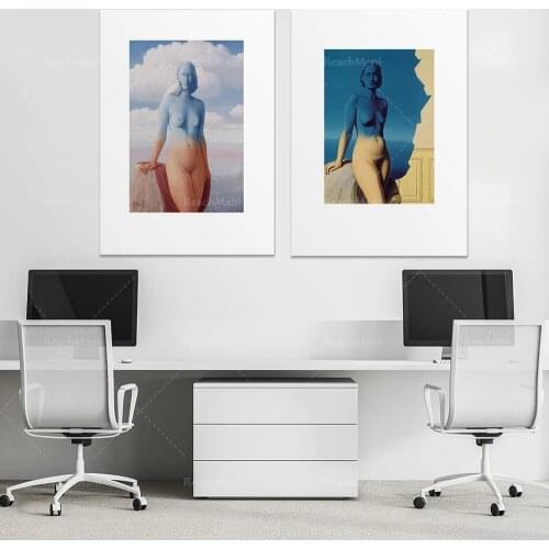 René Magritte, surreal abstract art prints, avant-garde art posters, Rene Magritte prints, "black magic", blue magic modern art