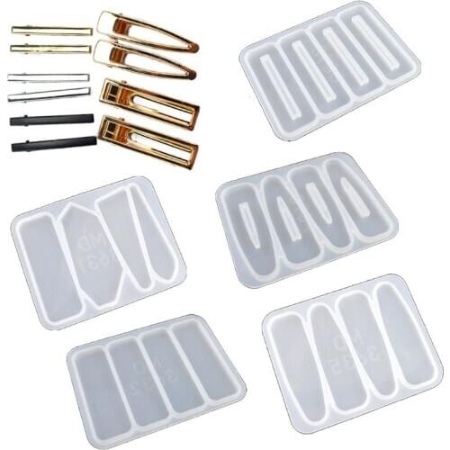 Handmade Barrettes Silicone Epoxy Resin Molds DIY Hair Pin Acrylic Mold Alligator Hair Clip Molds Jewelry Making Tools