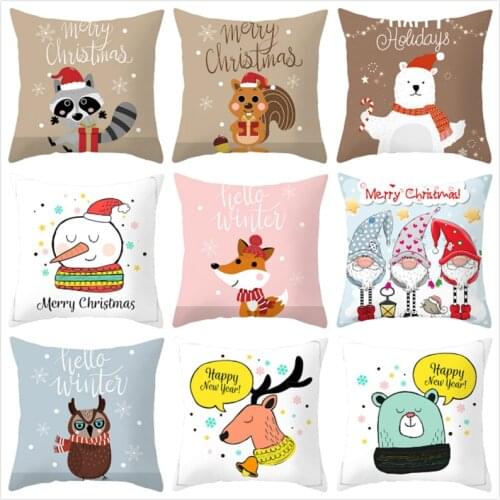 Cute Animal Cushion Cover Christmas Style Cushion Case Cartoon Pillow Cover Sofa Car Throw Pillowcase For Home Decora Cojines