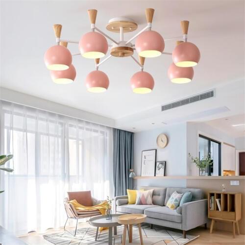 Modern simple solid wood Macron colorful LED chandelier lamp kids room ceiling chandeliers indoor lighting home lamp