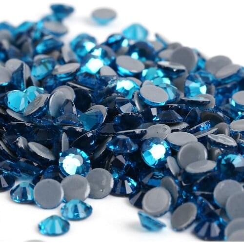 Ss6,ss10,ss16,ss20,ss30 Blue Zircon DMC Iron On Rhinestones/Hot fix Crystal Rhinestones Strass Sewing & Fabric Garment stones