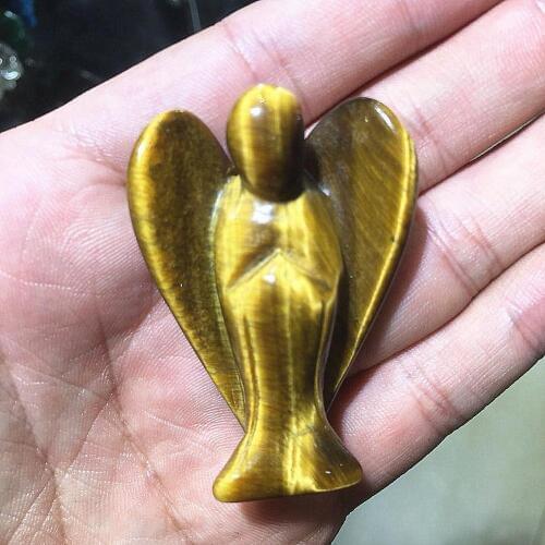 1 Pcs Tiger Eye Angel Figurines Miniatures Natural Stone Angel Craft Statue Chakra Healing vintage Home Decor