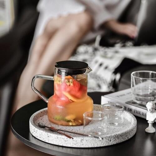 Glass Teapot Nordic-Style Heat-Resistant Glass Jug Coffee Pot with Filter Fruit Flower Teapot Household Bubble Red Teapot
