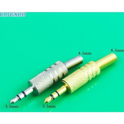 Cltgxdd Silver gold plated Stereo 1/8" 3.5mm 3Pole male Plug Audio TRS adapter Connector Booted repair for headphone jack