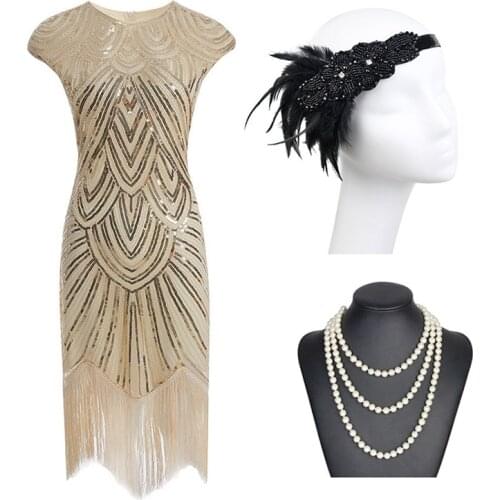 1920s Flapper Dress Great Gatsby Party Evening Sequins Fringed Dresses Gown
