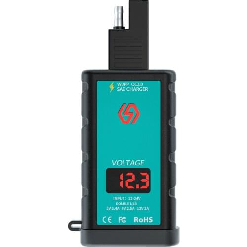 Motorcycle USB Charger SAE To USB Type-C Voltmeter ON/Off Switch with Waterproof Dust Cover Quick Disconnect Plug Electric Cars