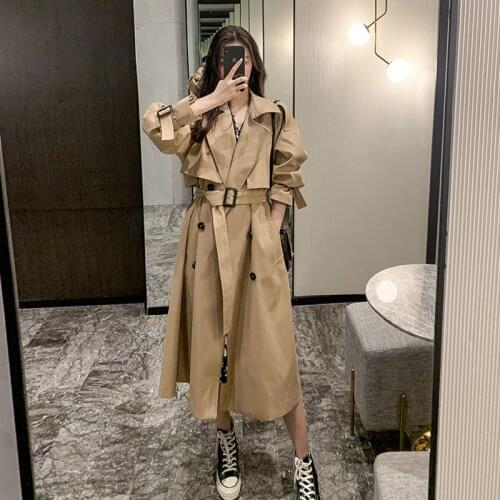 Womens Clothes 2021 Spring Autumn Khaki Trench Coat Women Mid-Length High-Quality Temperament Tooling Coat Ladies Windbreaker