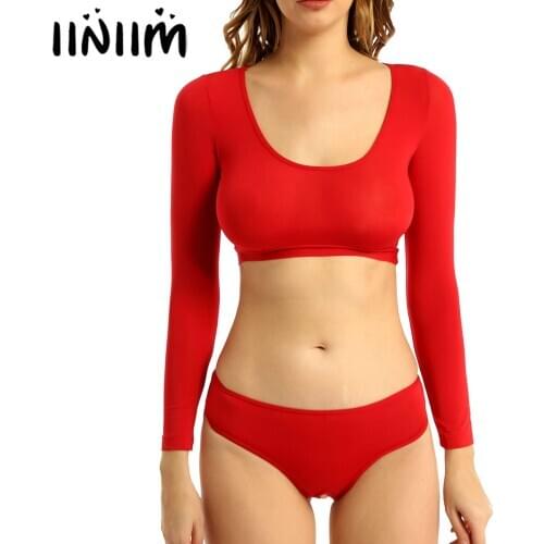 Womens Ladies Cover Exotic Sets Sexy Parties Transparent Lingerie Crop Top with Crotchless Sissy Briefs for Evening Clubwear