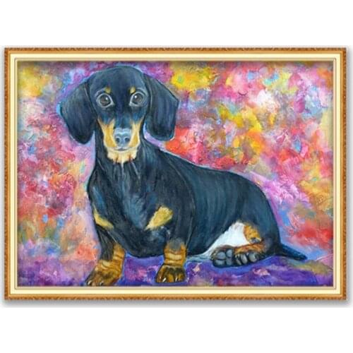 Animal Dachshund DIY Cross Stitch Embroidery 11CT Kits Craft Needlework Set Cotton Thread Printed Canvas Home Decoration On Sale