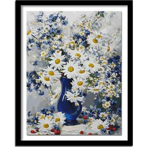 5D Round DIY Diamond Embroidery A vase of Daisy Diamond Painting Full Diamond Needlework Crafts Home Paintings