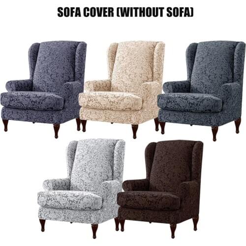 Sloping Arm King Back Chair Cover Elastic Armchair Wingback Wing Sofa Back Chair Cover Stretch Protector Slip Cover Protector
