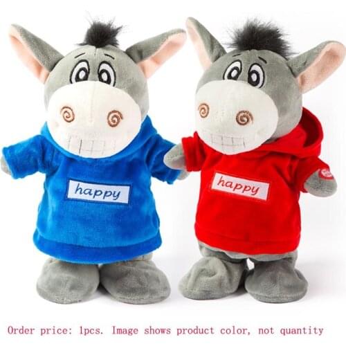 Kids Electronic Big Plush toys 30cm Cute Donkey Walking and 90 Songs Repeat Talking Plush Toy Girls Boys Dolls Gifts New Years