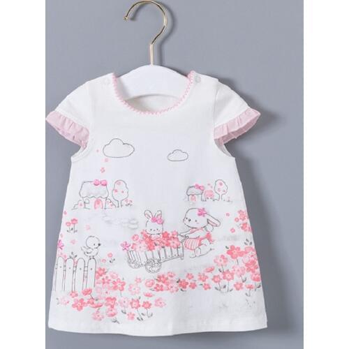 Vlinder Baby girl dress Baby Girl Clothes Pure cotton Dress cartoon pattern flower printing Newborn Short Sleeves Infant Dress