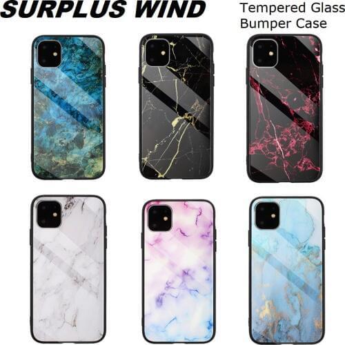 For iPhone 11ProMax Tempered Glass Bumper Case Shockproof Marble Colorful Casing for iPhone 11Pro iPhone 11