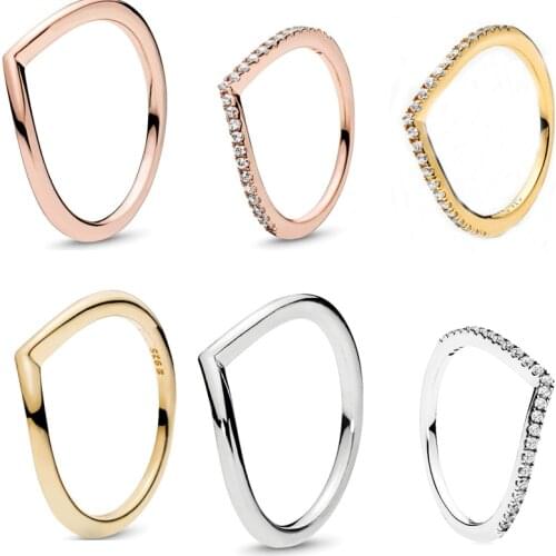 Free shipping Authentic 925 Sterling Silver Sparkling Wishbone Rings For Wome DIY Jewelry Original S925 Polished Wishbone Ring