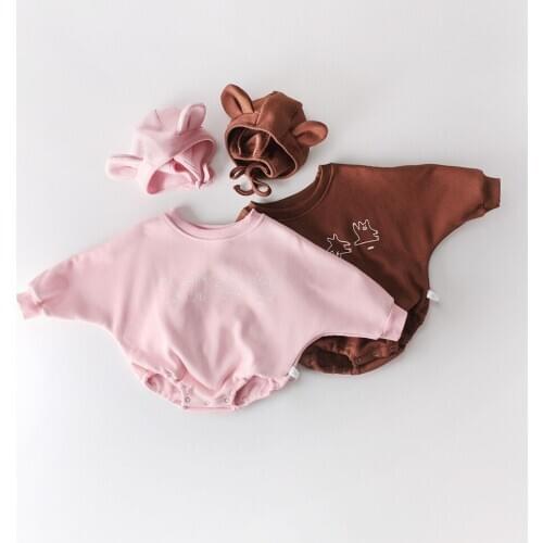Baby Girl Jumpsuit Winter Autumn Newborn Baby Girl Clothes 2 Piece Cotton Cartoon Animal Print Long Sleeve Romper+Cute Bear Ear