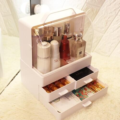 Cosmetic storage box home desktop dust skin care dressing table lipstick brush rack portable suitcase ZP7111616