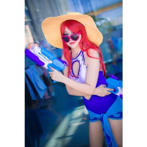 Game LOL Swimming Pool Party Miss Fortune Cosplay Costume Swimsuit Bikinil Halloween Carnival Swimwear